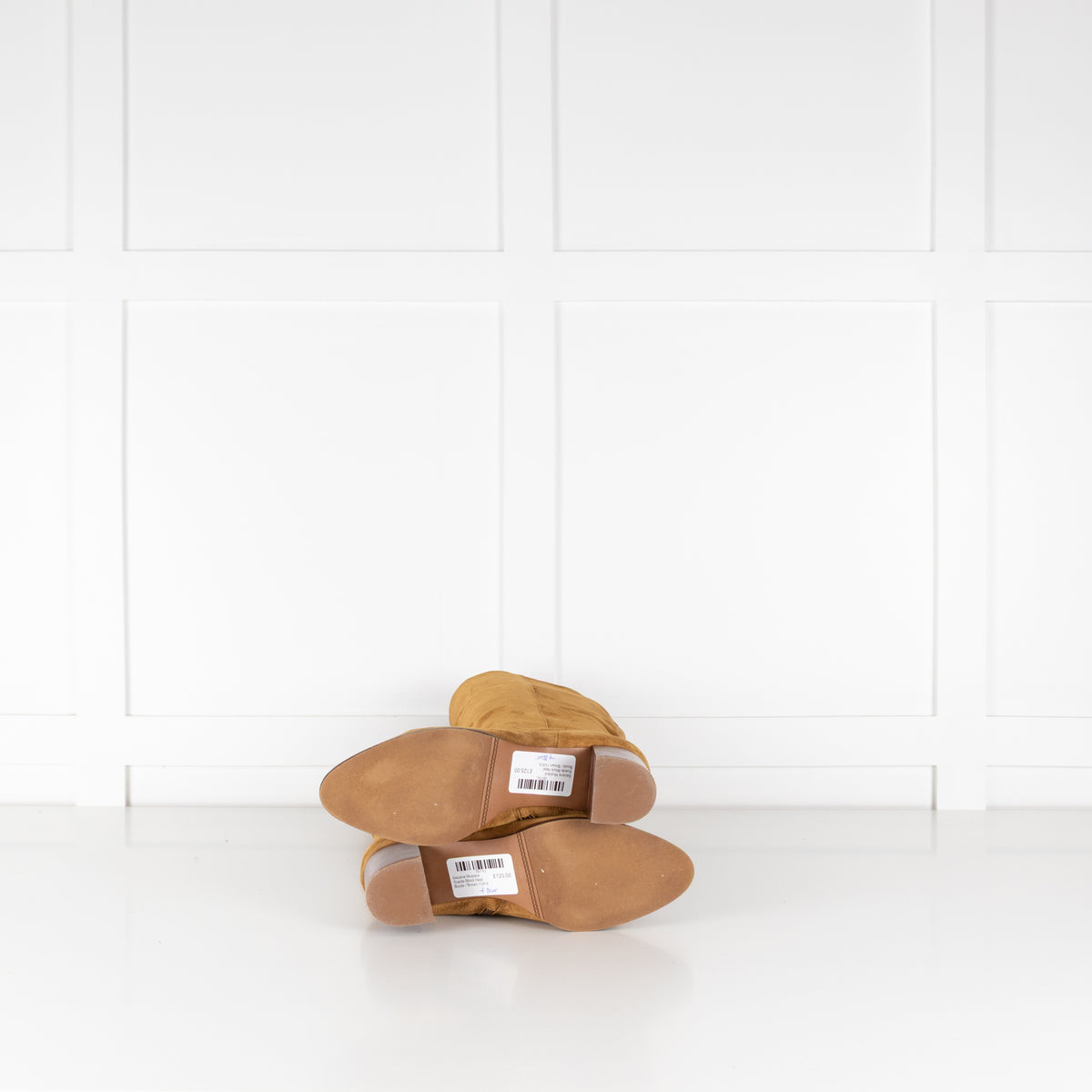 Sezane Mustard Suede Block Heel Boots