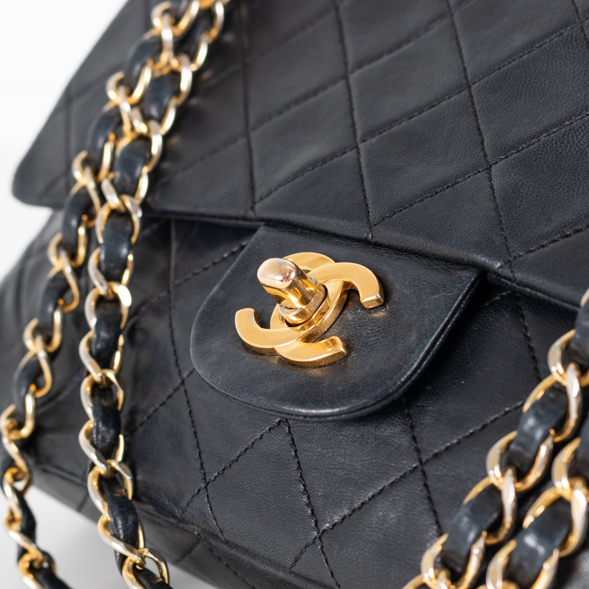 Chanel Vintage Medium Black Double Flap Shoulder Bag
