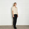 Levete Room Cream Wool Blend Short Sleeve V Neck Jumper
