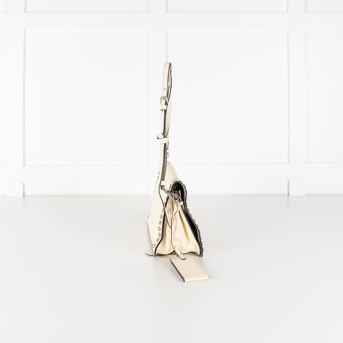 Prada  Cream Metal Stud Etiquette Bag