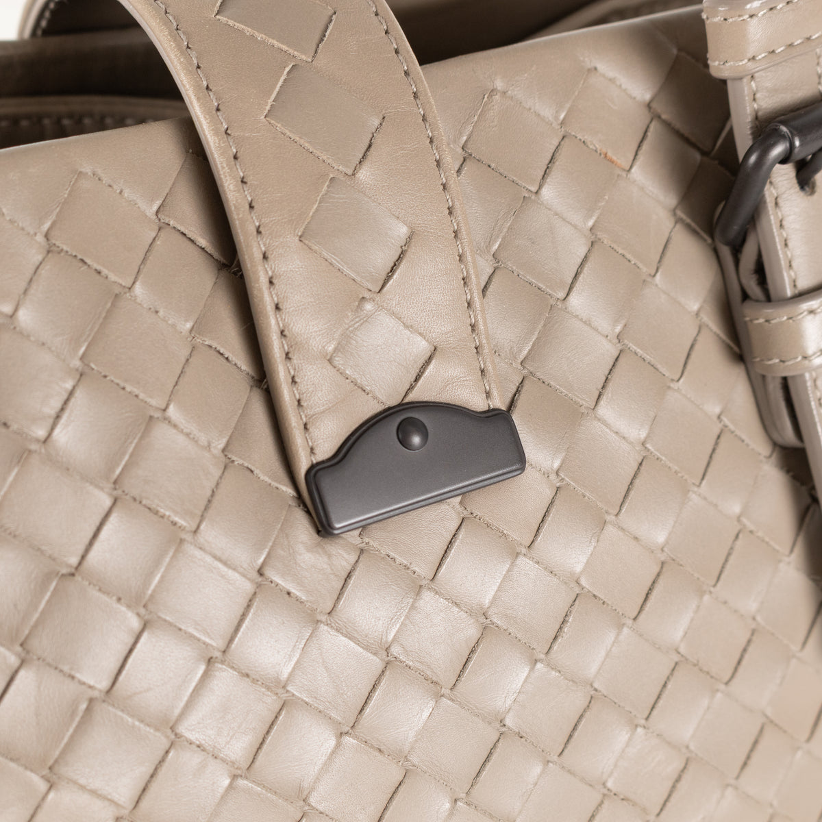 Bottega Veneta Taupe Intrecciato Leather Roma Bag