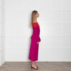 Emilio De La Morena Fuchsia Pink Red Trim Sleeved Dress