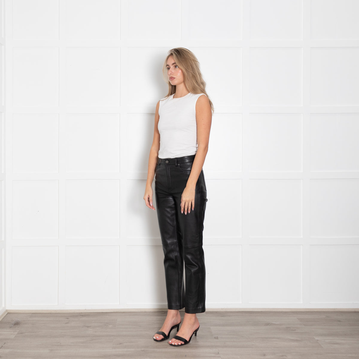 Reformation Veda Black Leather Trousers