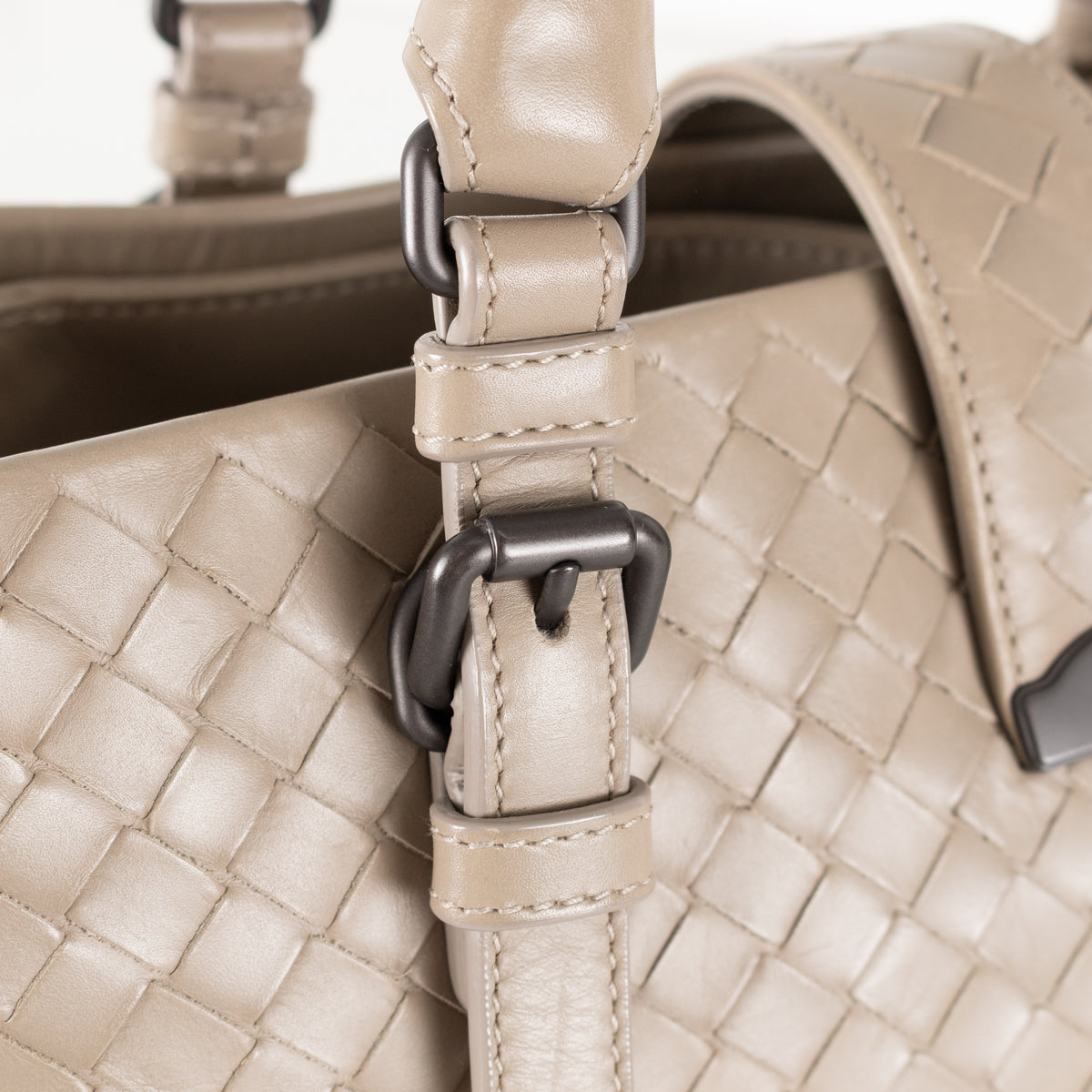 Bottega Veneta Taupe Intrecciato Leather Roma Bag