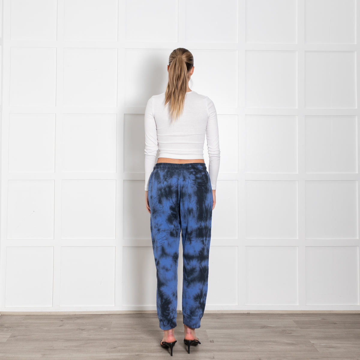 MCQ Blue Black Print Tie Dye Cotton Joggers