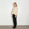 Sportmax Cream Ribbed Oversized Cashmere Sweater