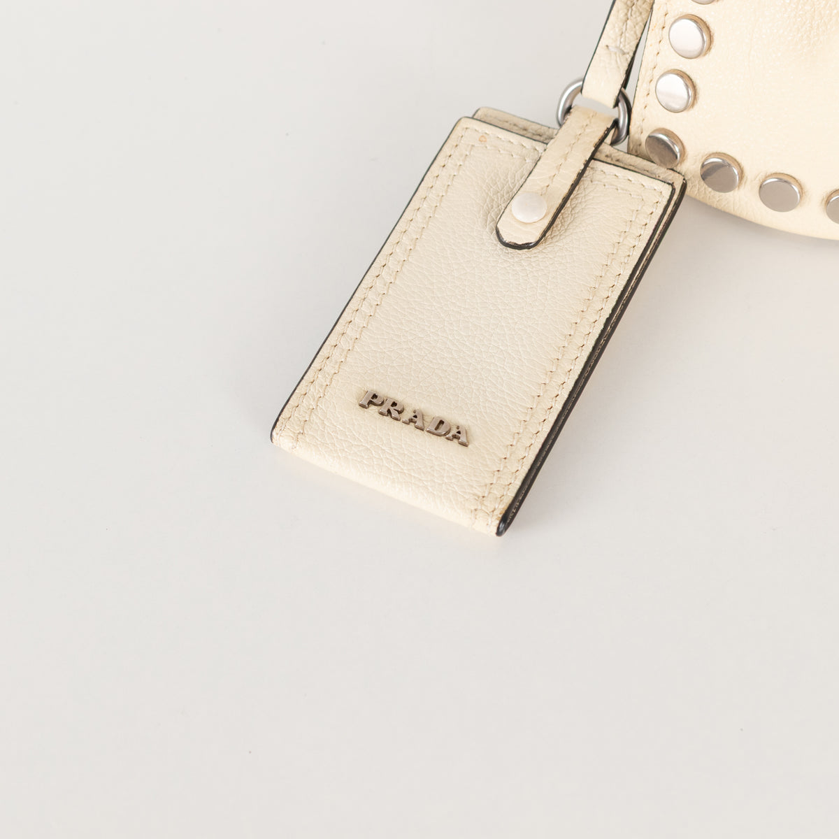Prada  Cream Metal Stud Etiquette Bag