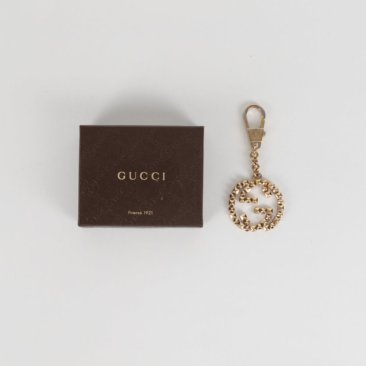 Gucci Gold Studded Interlocking G Keyring