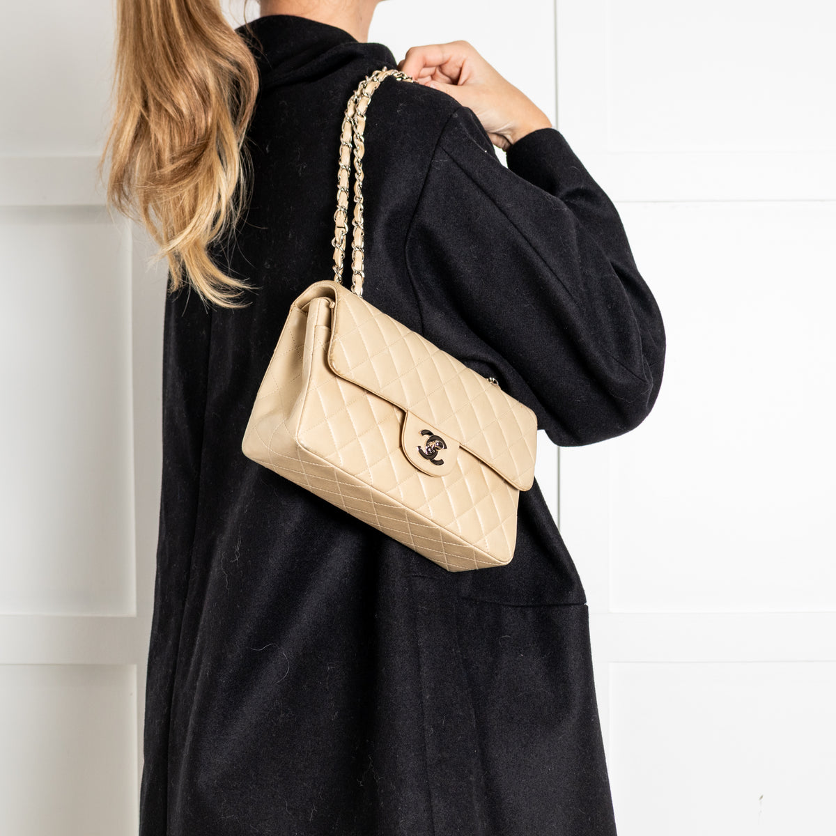 Chanel Small Beige Lambskin Classic Flap