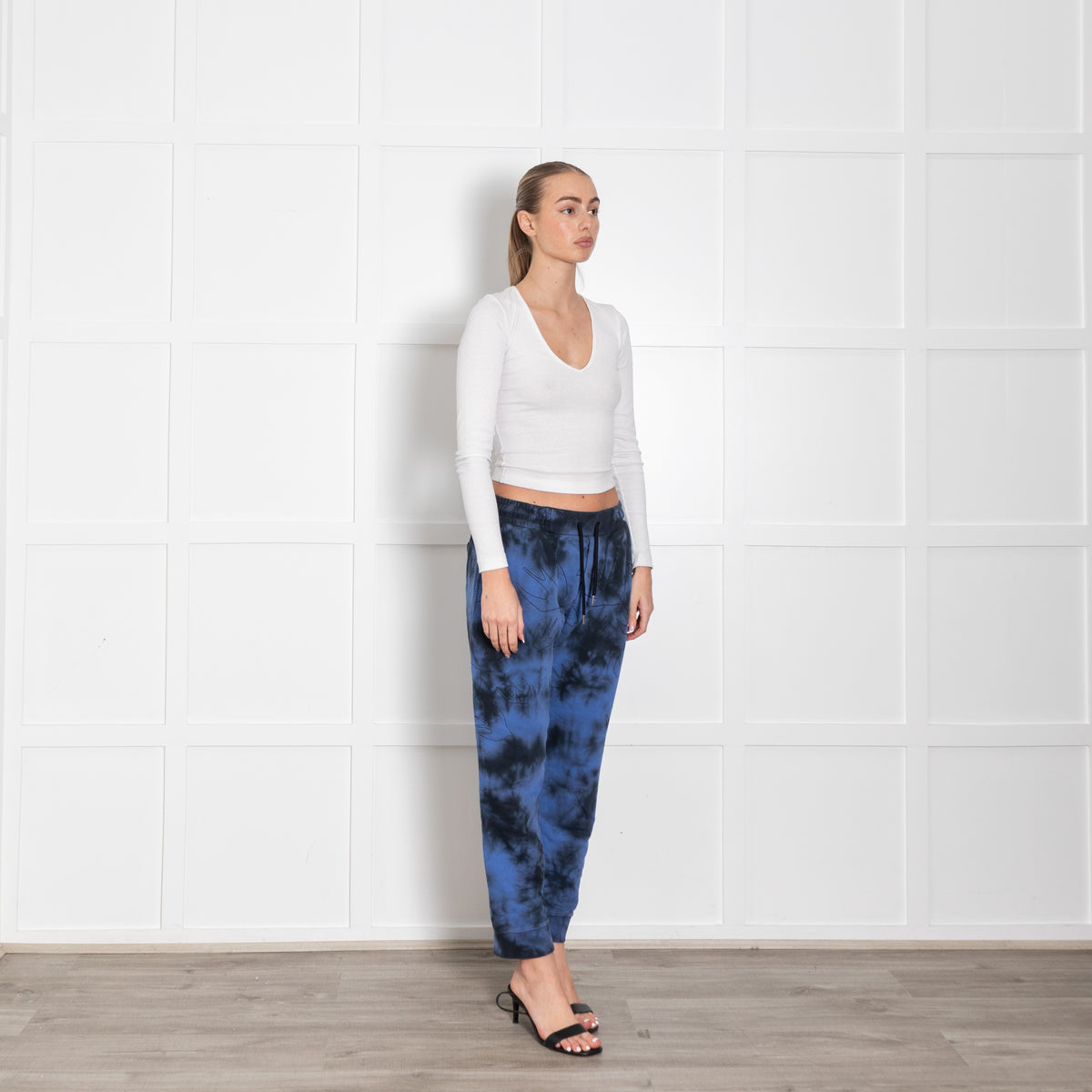 MCQ Blue Black Print Tie Dye Cotton Joggers