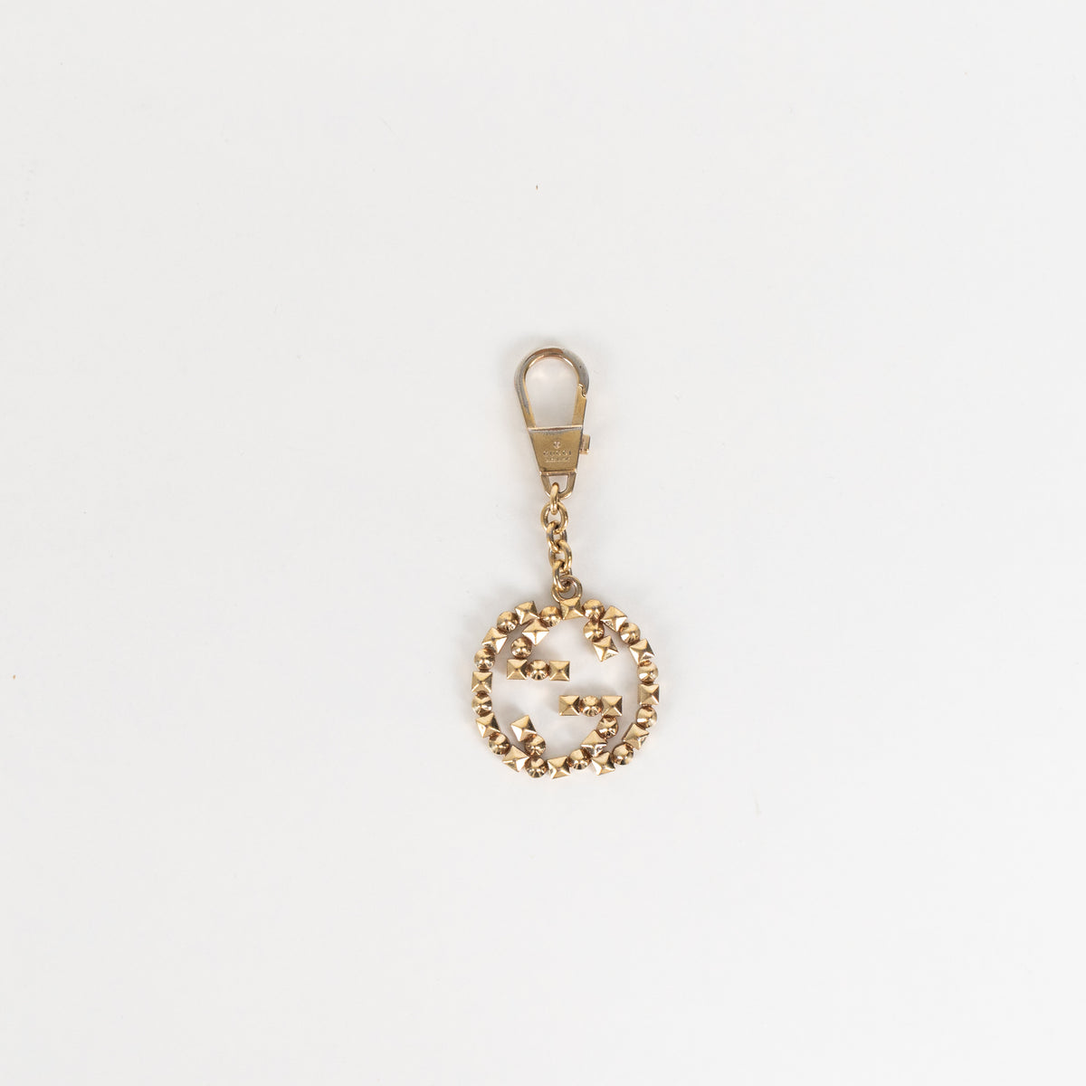 Gucci Gold Studded Interlocking G Keyring