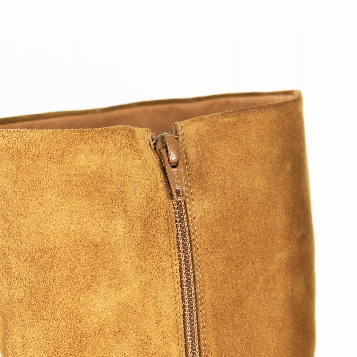 Sezane Mustard Suede Block Heel Boots