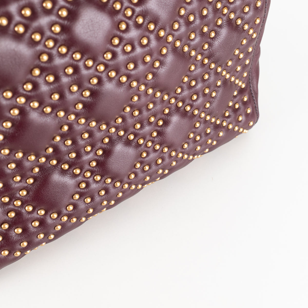 Dior Burgundy Gold Studded Leather Lady Dior