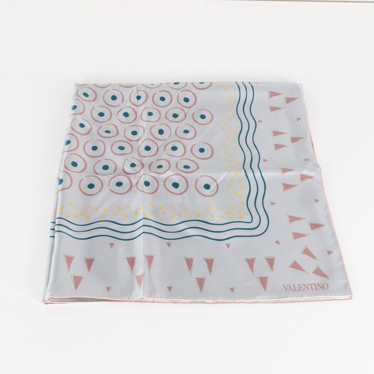 Valentino Dusty Blue Printed Silk Scarf