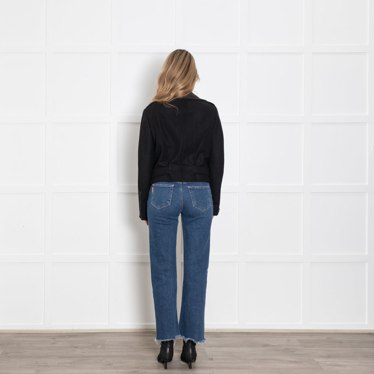 Donna Karan Wool and Leather Mix Biker Jacket