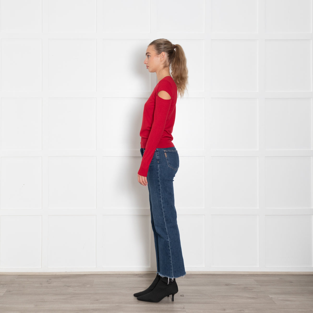 Joseph Red Cashmere Split Shoulder Jumper