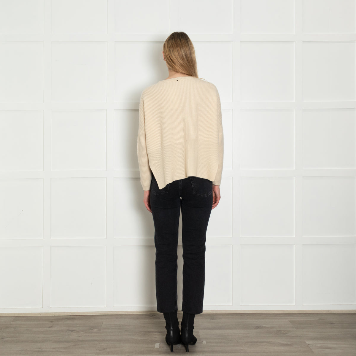 Sportmax Cream Ribbed Oversized Cashmere Sweater