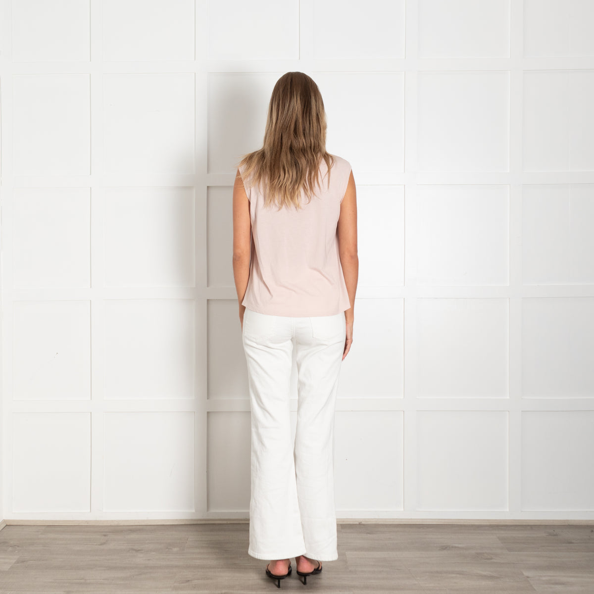 Luisa Cerano Dusty Pink Sleeveless Shirt With Tie Neck