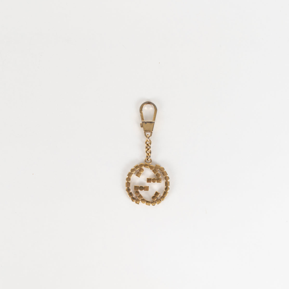 Gucci Gold Studded Interlocking G Keyring