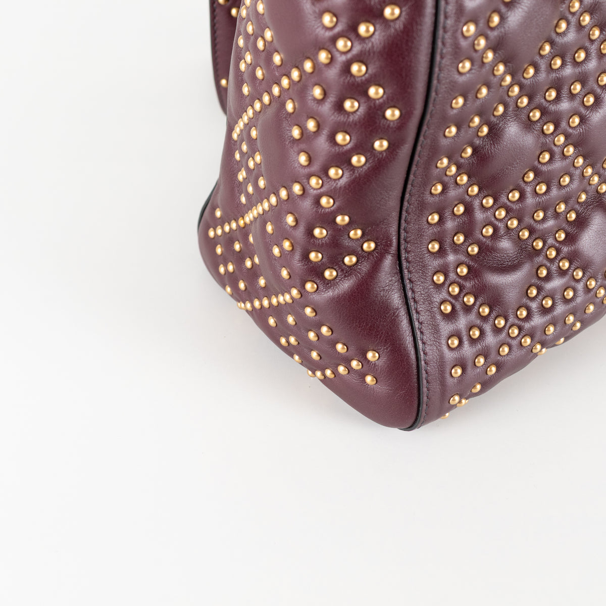 Dior Burgundy Gold Studded Leather Lady Dior