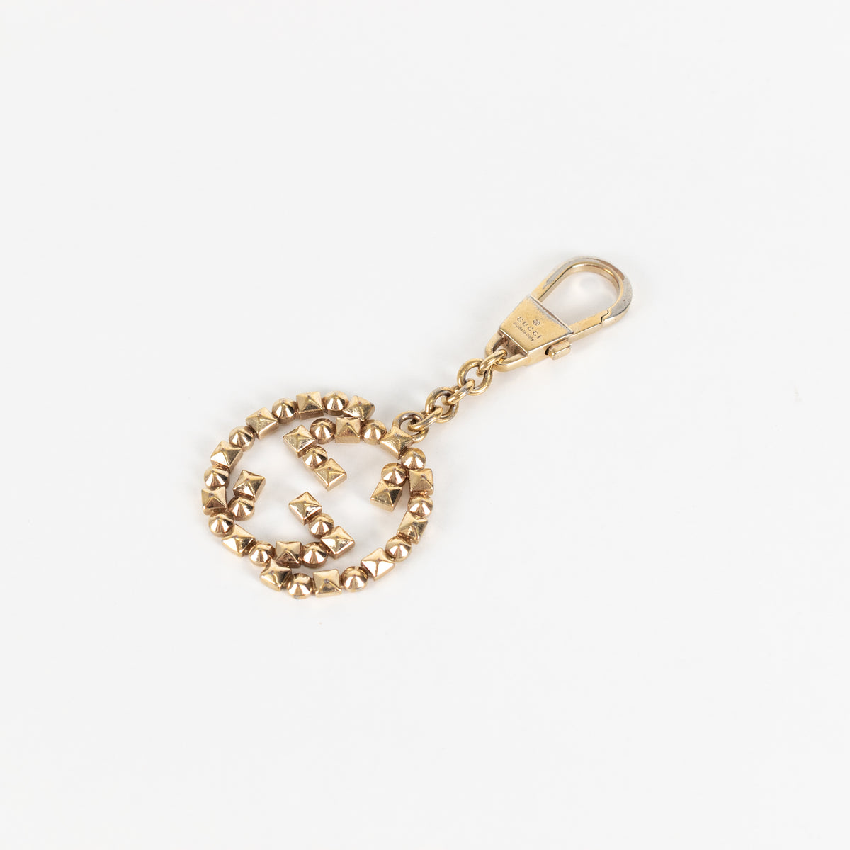 Gucci Gold Studded Interlocking G Keyring
