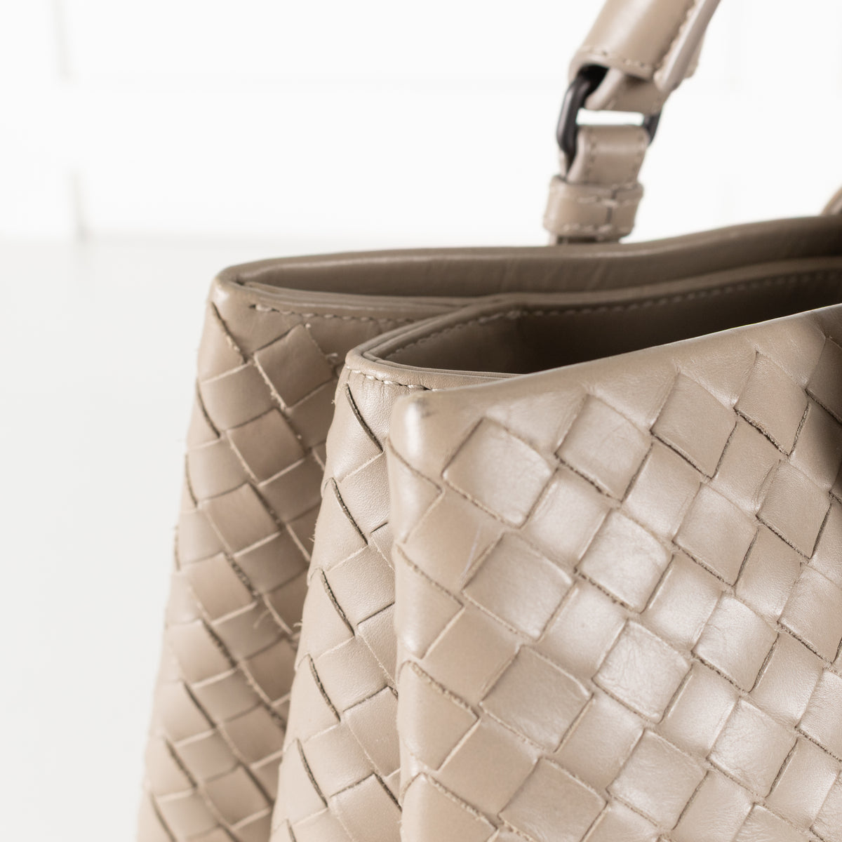 Bottega Veneta Taupe Intrecciato Leather Roma Bag