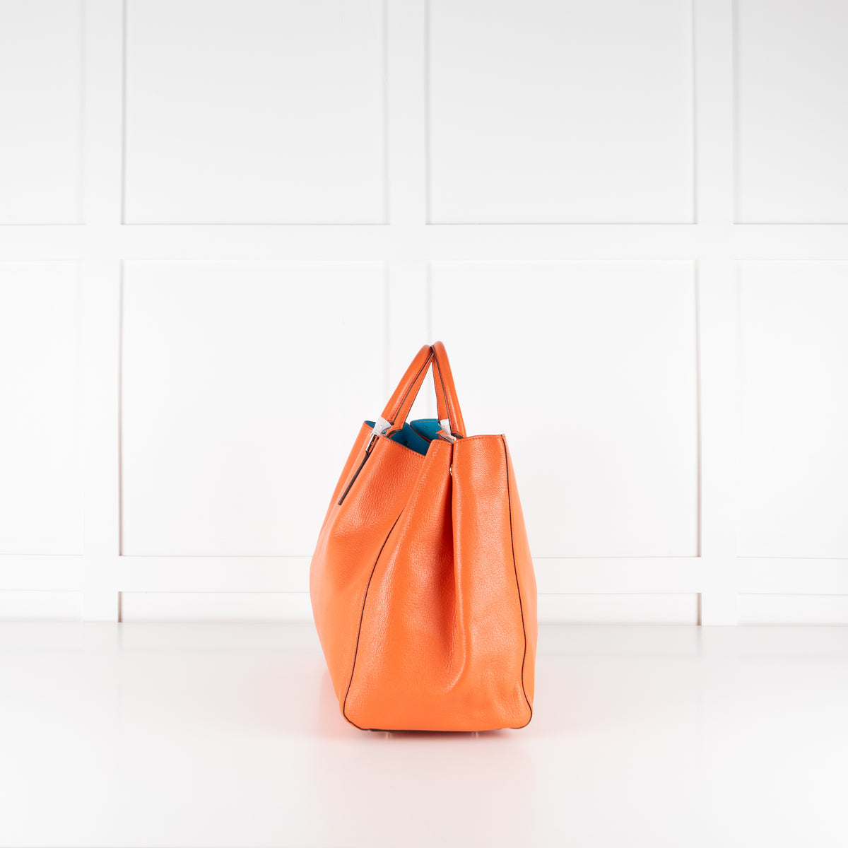 Anya Hindmarch Orange Grained Leather Tote Bag