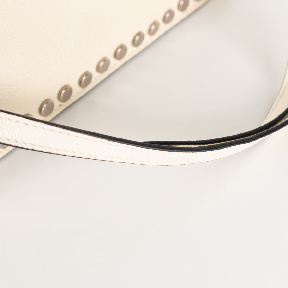 Prada  Cream Metal Stud Etiquette Bag