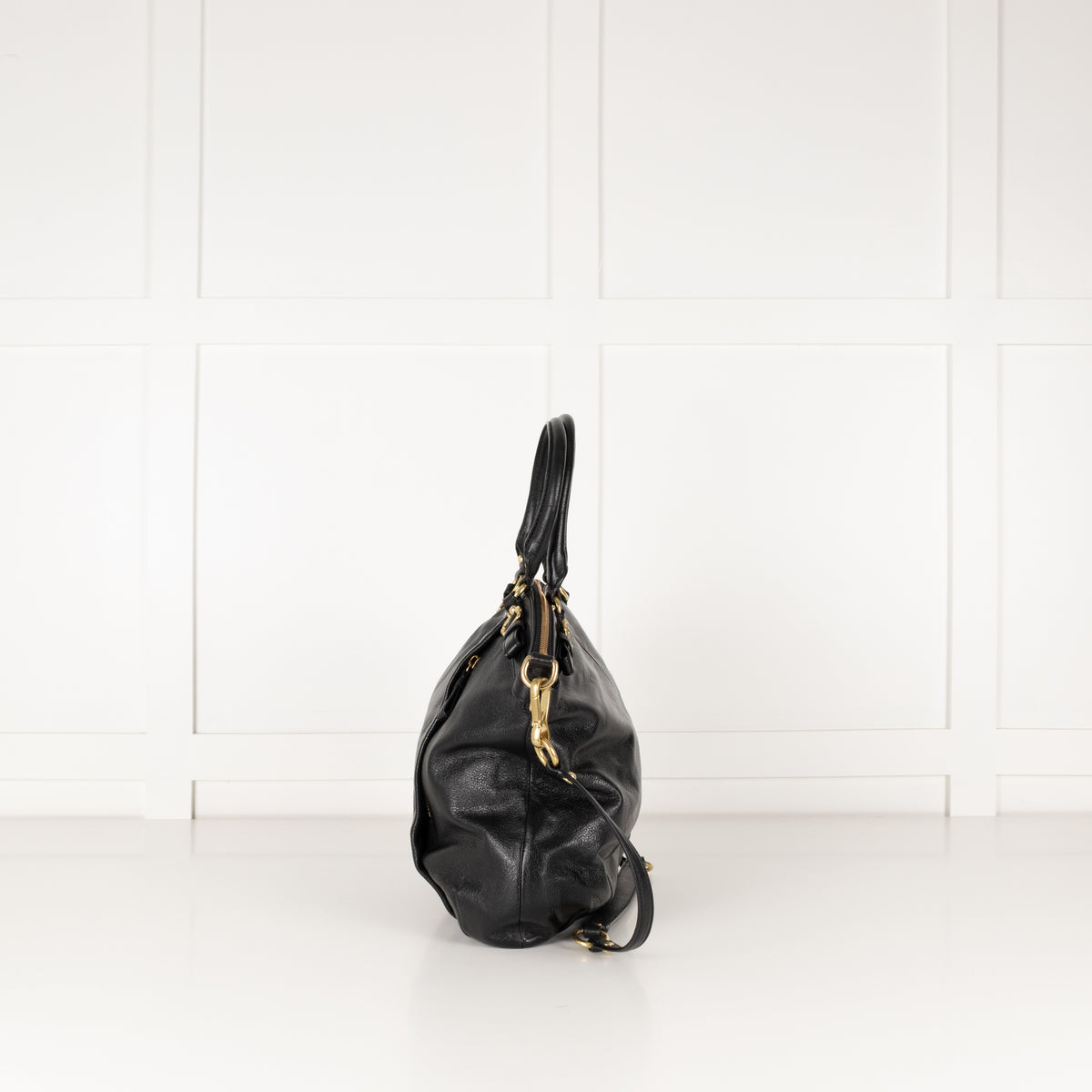 Coach Black Leather Gold Hardware Madison Lindsey Bag