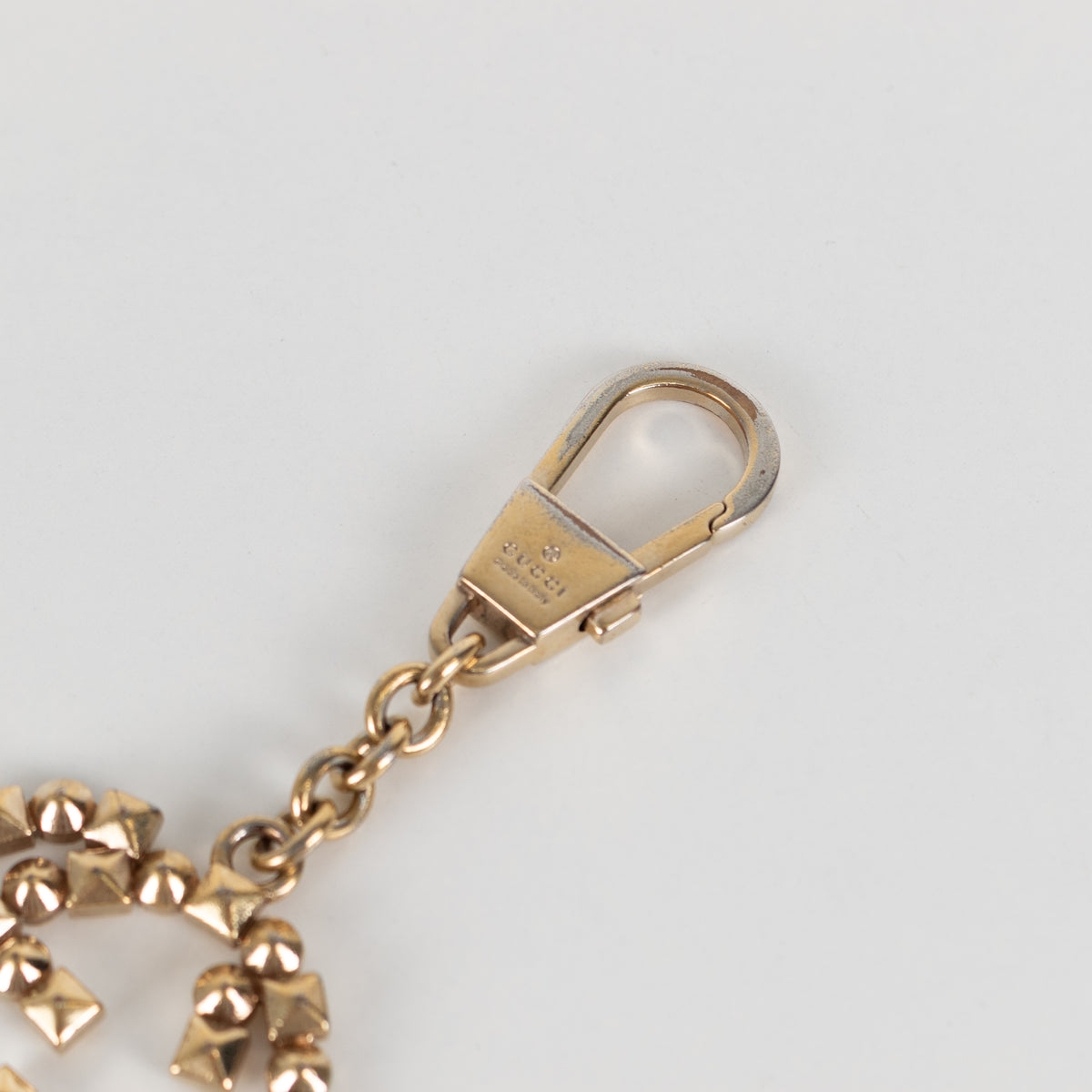 Gucci Gold Studded Interlocking G Keyring