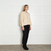Sportmax Cream Ribbed Oversized Cashmere Sweater