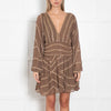 Free People Brown Pearl and Bead Mini Dress
