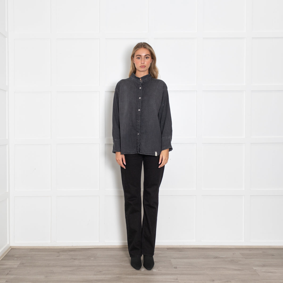Henry Christ Grey Stretch Denim Shirt