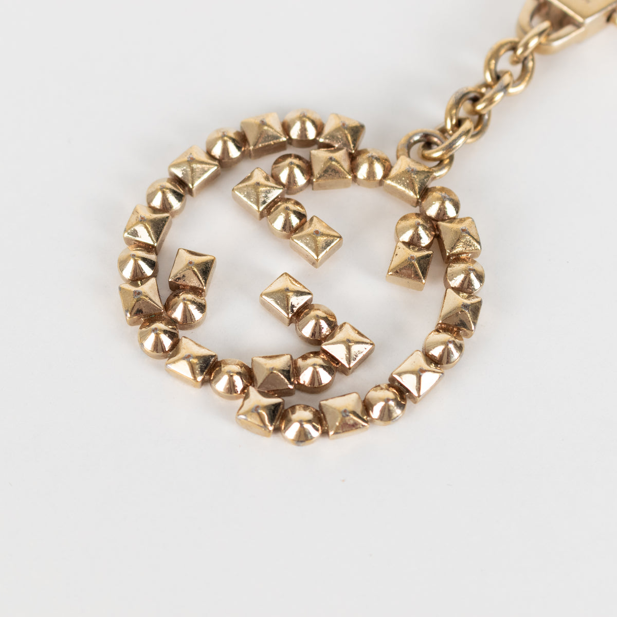 Gucci Gold Studded Interlocking G Keyring