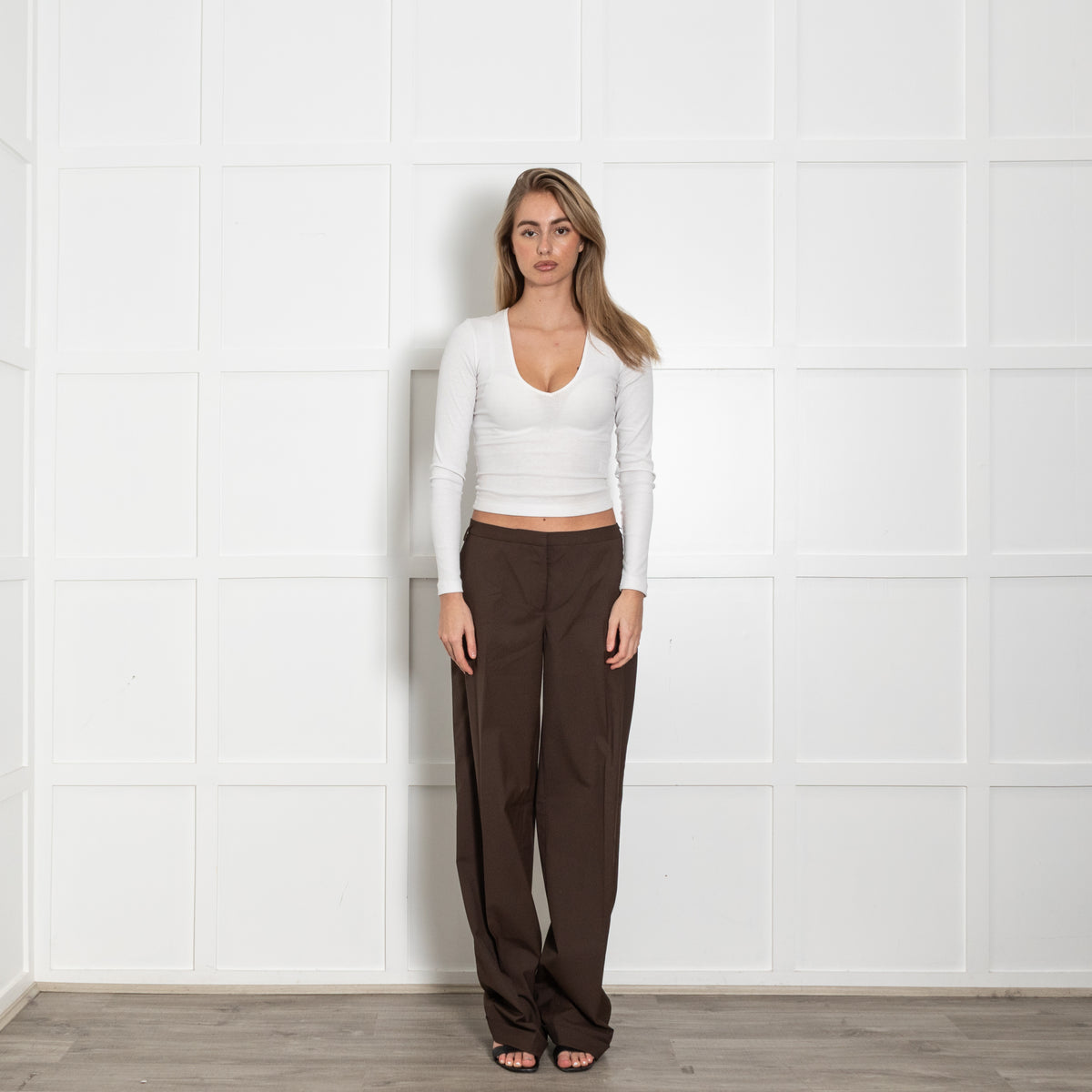 Prada Sport Chocolate Brown Wide Leg Trousers