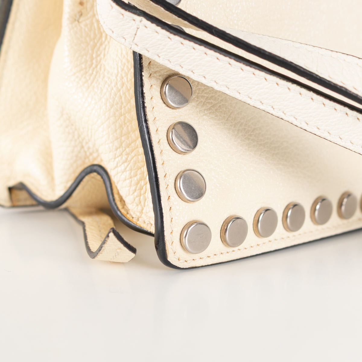 Prada  Cream Metal Stud Etiquette Bag