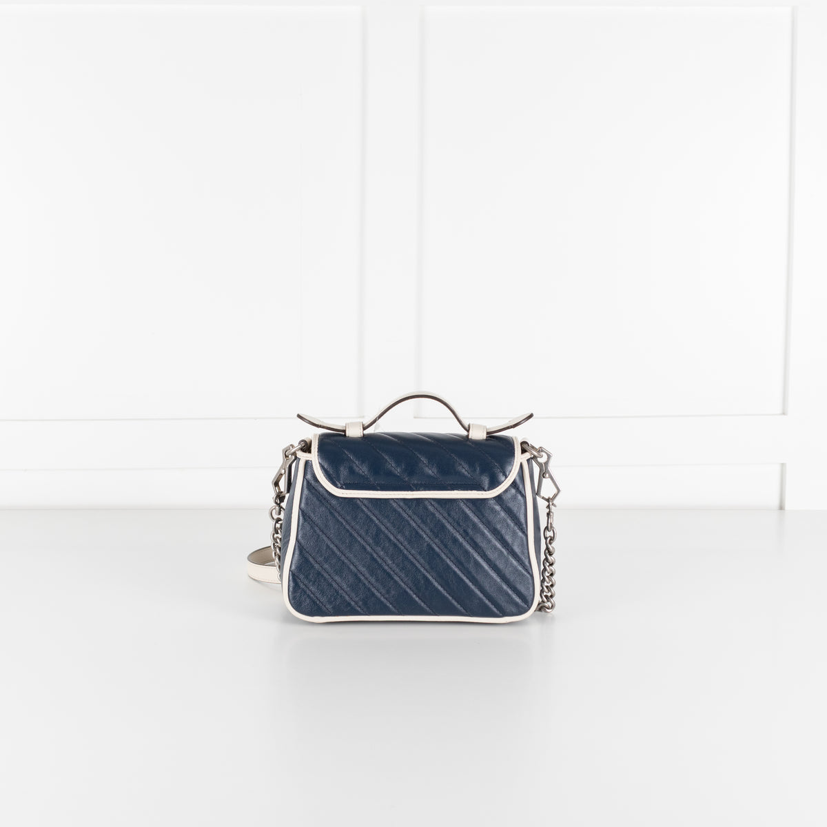 Gucci Navy White GG Marmont Shoulder Bag