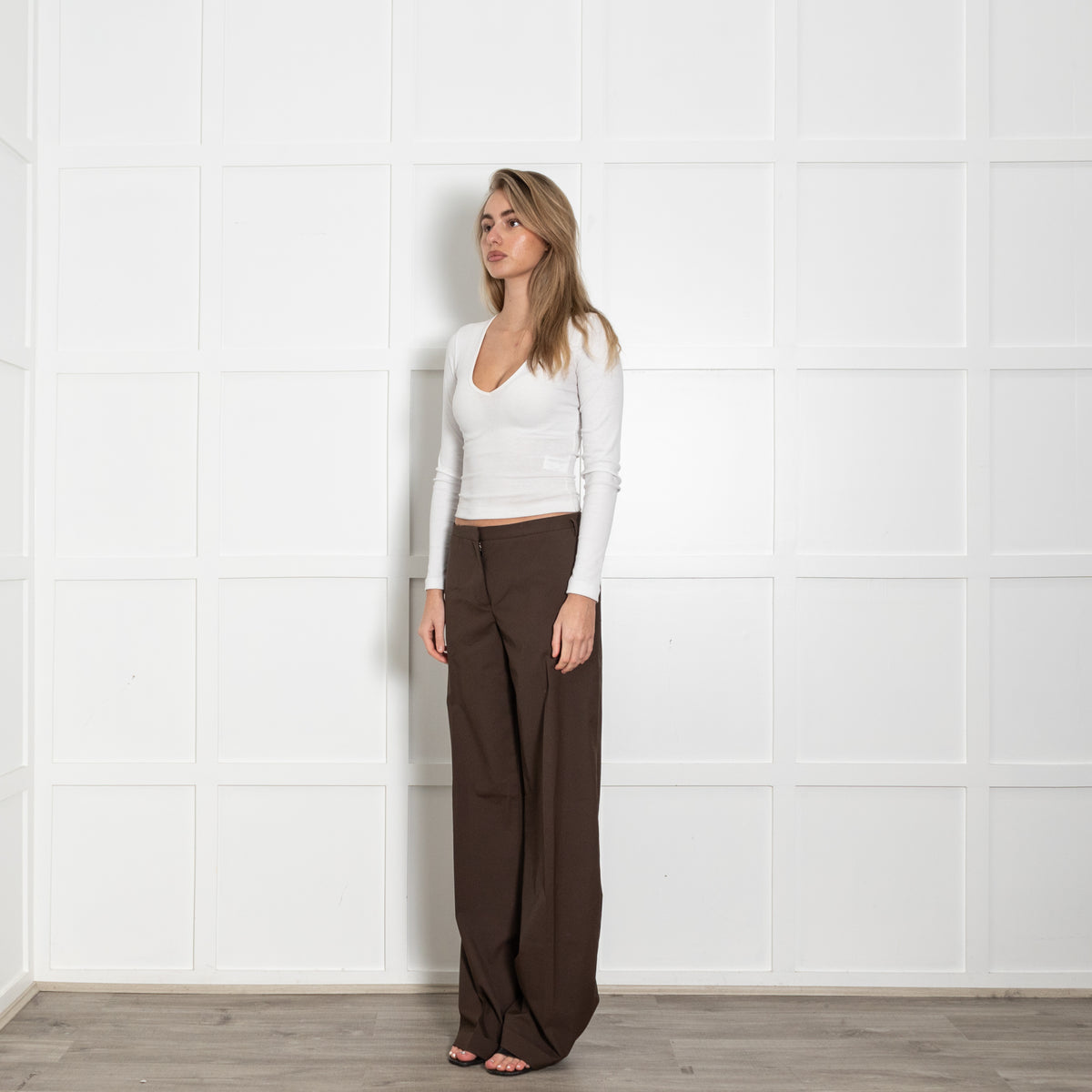 Prada Sport Chocolate Brown Wide Leg Trousers