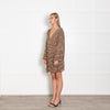 Free People Brown Pearl and Bead Mini Dress