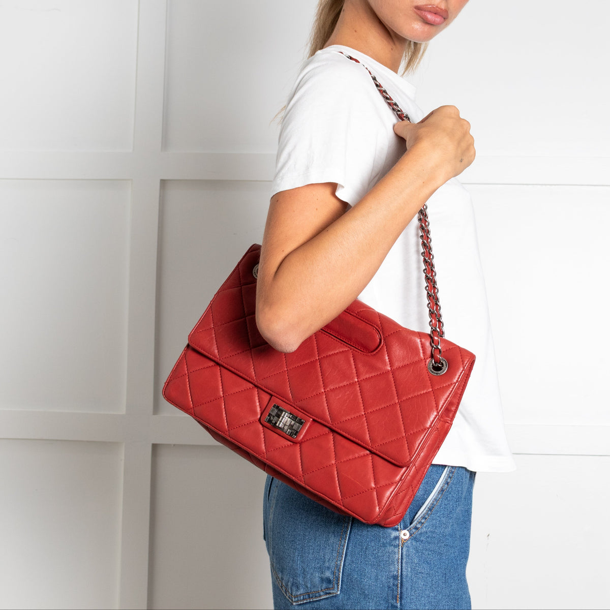 Chanel 2.55 Reissue Vintage Red Aged Calfskin Leather Shoulder Bag