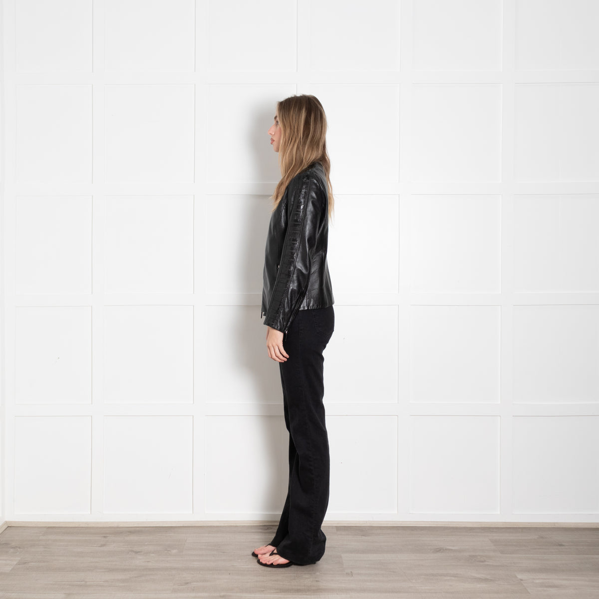 Giorgio Armani Black Lambskin Leather Zip Up Jacket