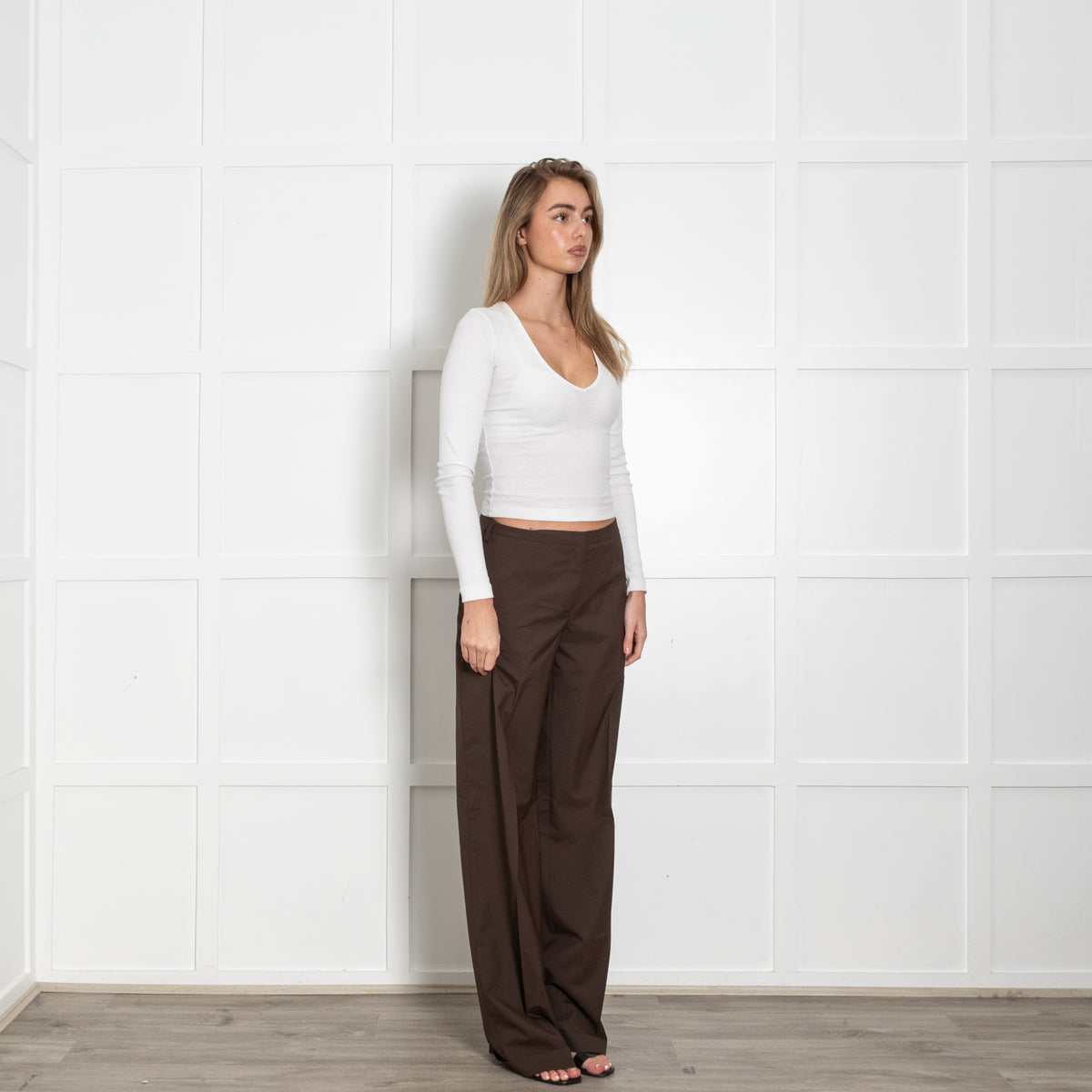 Prada Sport Chocolate Brown Wide Leg Trousers
