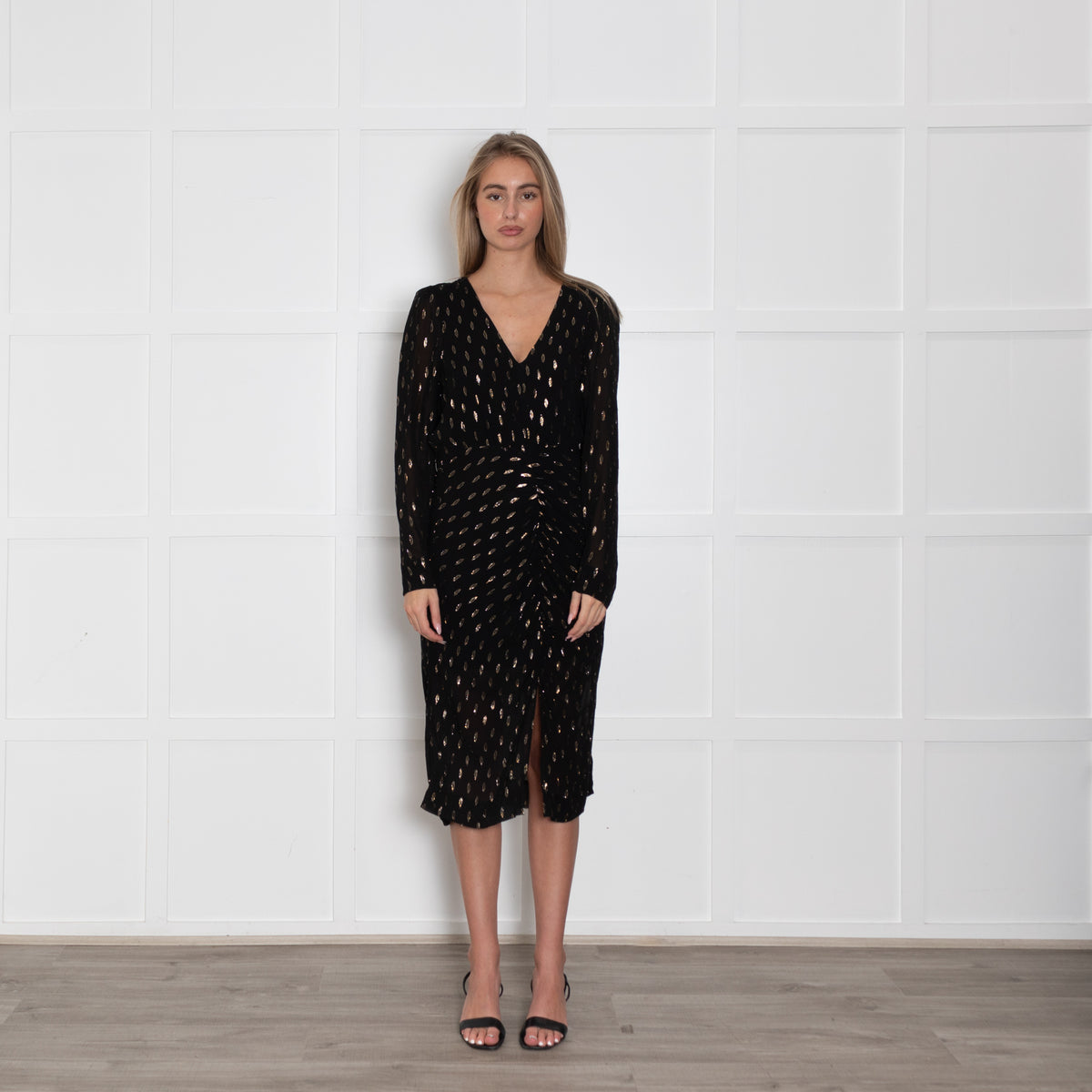 Second Female Black Gold Leaf Long Chavella Dress