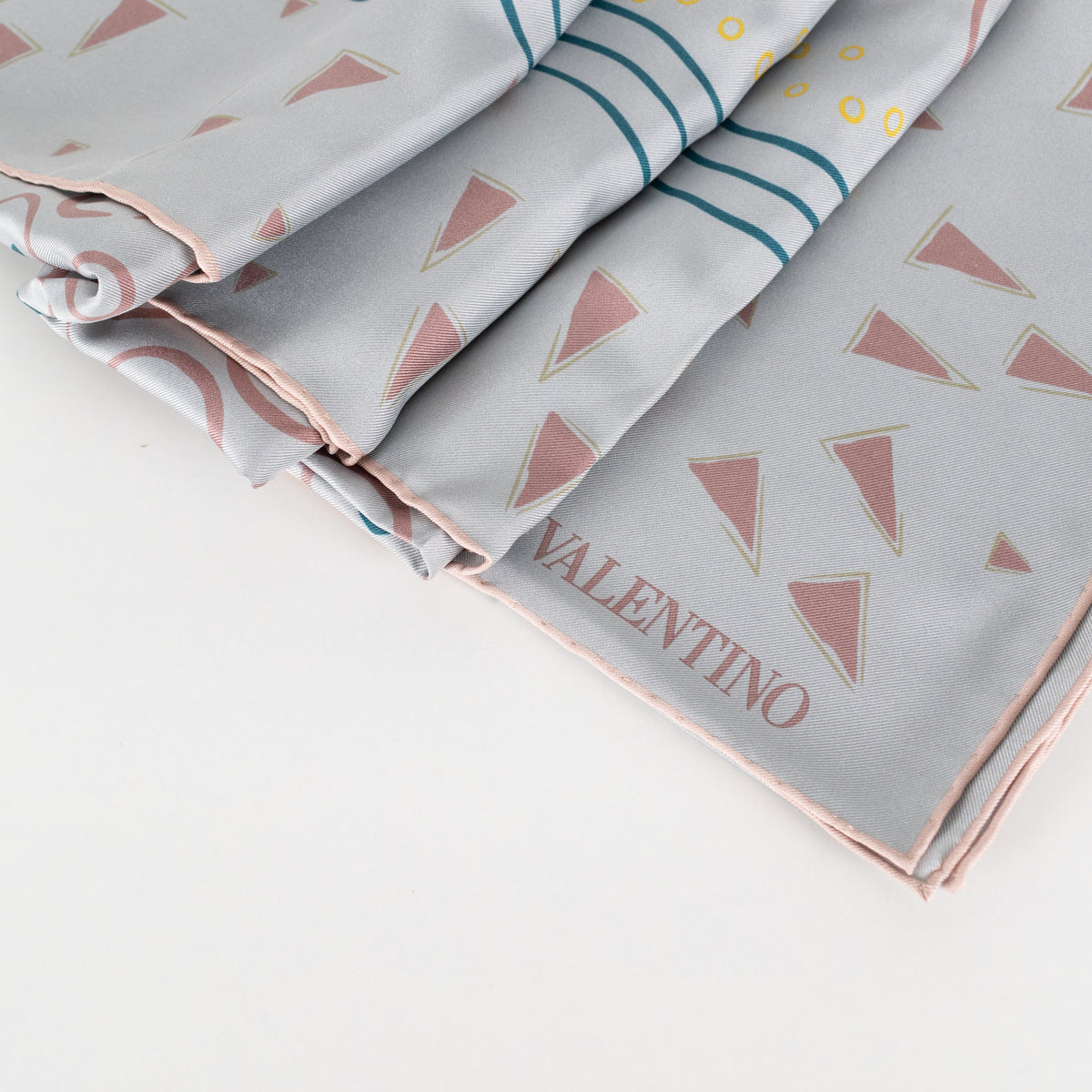 Valentino Dusty Blue Printed Silk Scarf