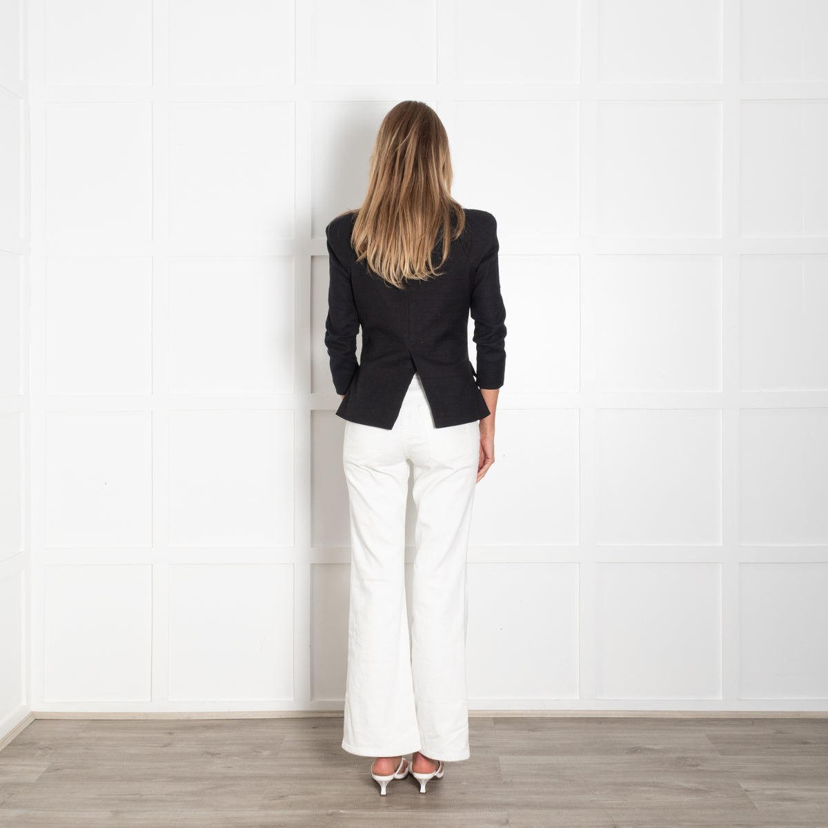 Preen By Thornton Bregazzi Black Textured Formal Fitted Blazer