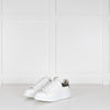 Alexander McQueen White Leather Trainers with Gunmetal Heel Tab