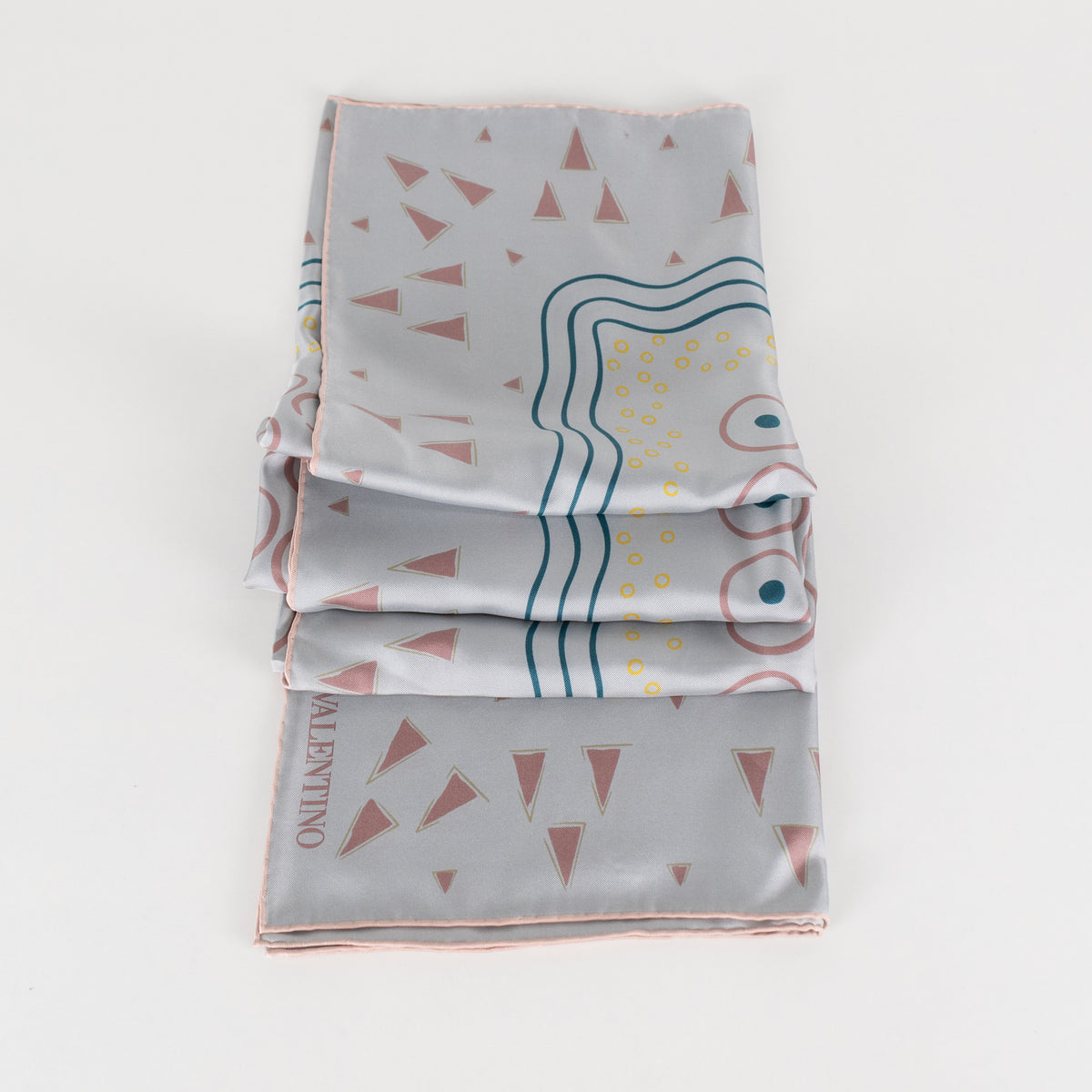 Valentino Dusty Blue Printed Silk Scarf