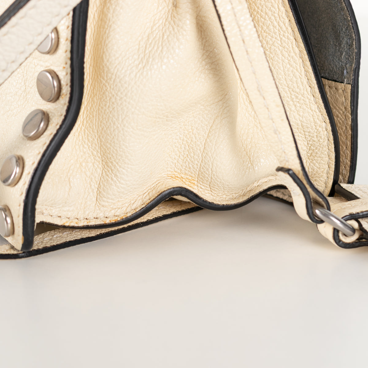 Prada  Cream Metal Stud Etiquette Bag