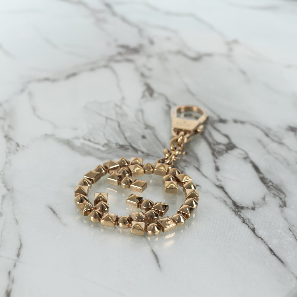 Gucci Gold Studded Interlocking G Keyring