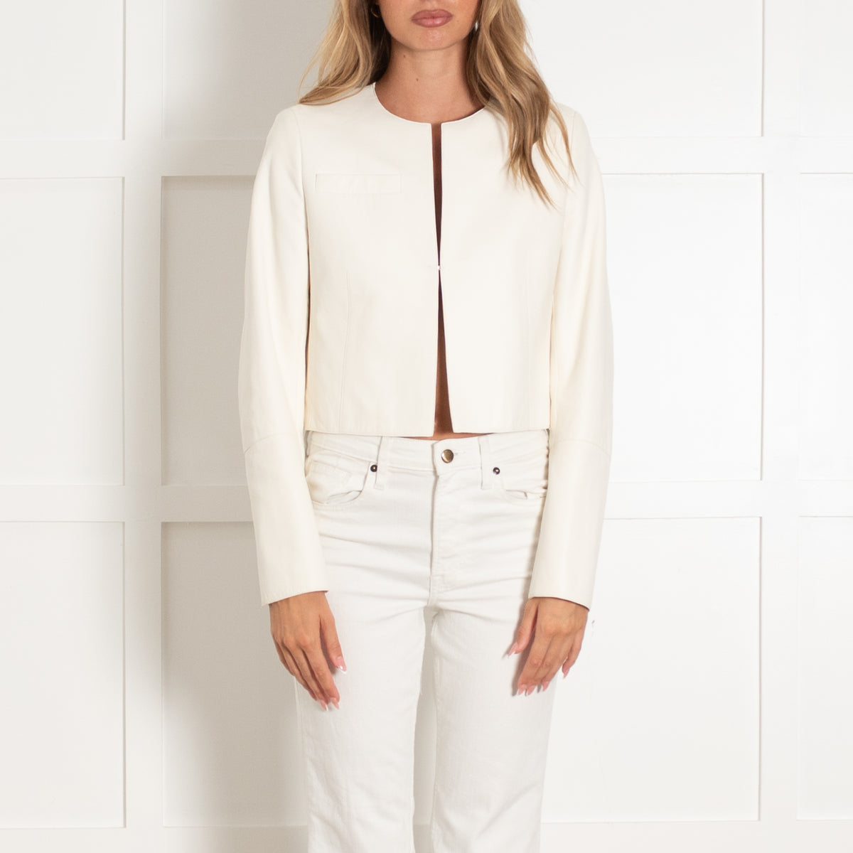 Akris Cream Leather Short Jacket